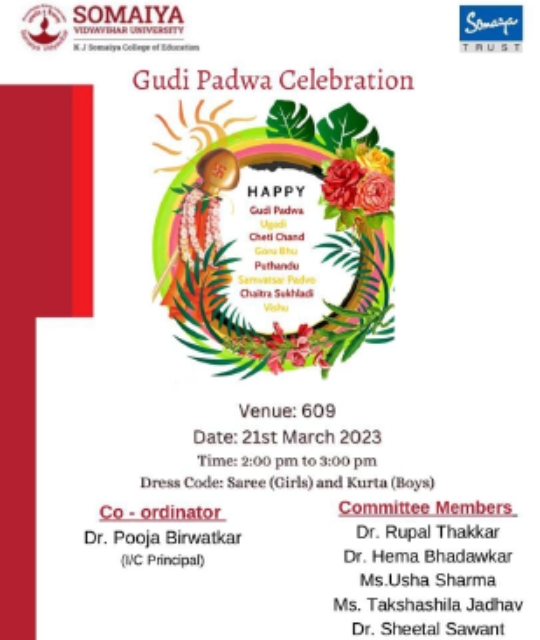 Gudi Padwa Celebration 2023 Somaiya Vidyavihar University