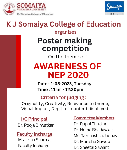 Poster making Competition on the Theme of AWARENESS OF NEP 2020 ...