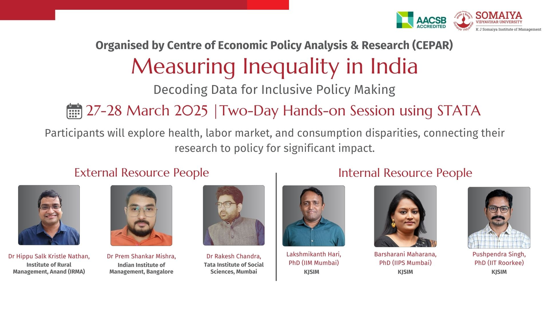 2025-03-27 10:00:00 K J Somaiya Institute of Management CEPAR Hands-On Session on Inequalities